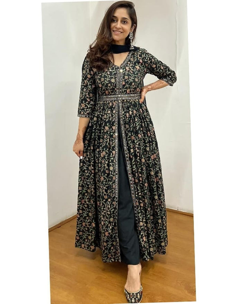 Stitched Beige Cotton Latest Party Wear Suit For Ladies With Work Kota  Doria Dupatta | Kiran's Boutique